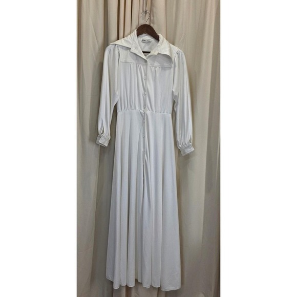 Neiman Marcus Dresses & Skirts - Neiman Marcus vintage Maxi Dress Long Sleeve Button Front‎ Collared White xs/sm